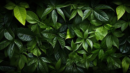 Lush Green Tropical Foliage: A Vibrant Display of Nature's Beauty