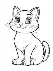 Cute cartoon kitten with big eyes.Black and white isolated colouring for children's books,pet related materials,and adorable animal designs.