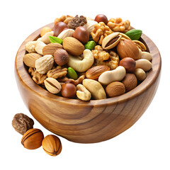 Mixed Nuts in Wooden Bowl