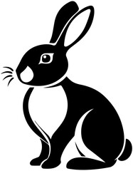 black and white minimalist rabbit silhouette simple animal vector illustration