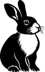 black and white minimalist rabbit silhouette simple animal vector illustration