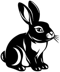 black and white minimalist rabbit silhouette simple animal vector illustration