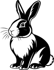 black and white minimalist rabbit silhouette simple animal vector illustration