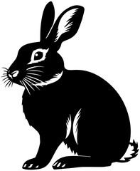 black and white minimalist rabbit silhouette simple animal vector illustration