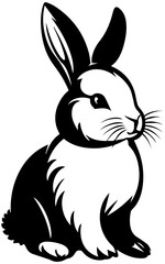 black and white minimalist rabbit silhouette simple animal vector illustration