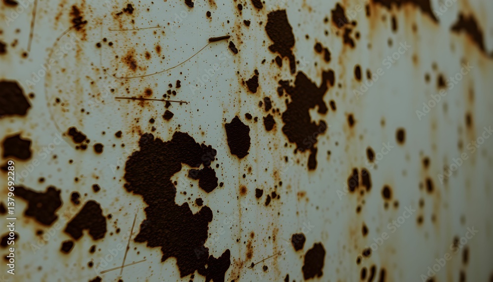 Aufkleber weathered texture of iron: an close-up captures the abstract patterns of rust and decay, telling a s