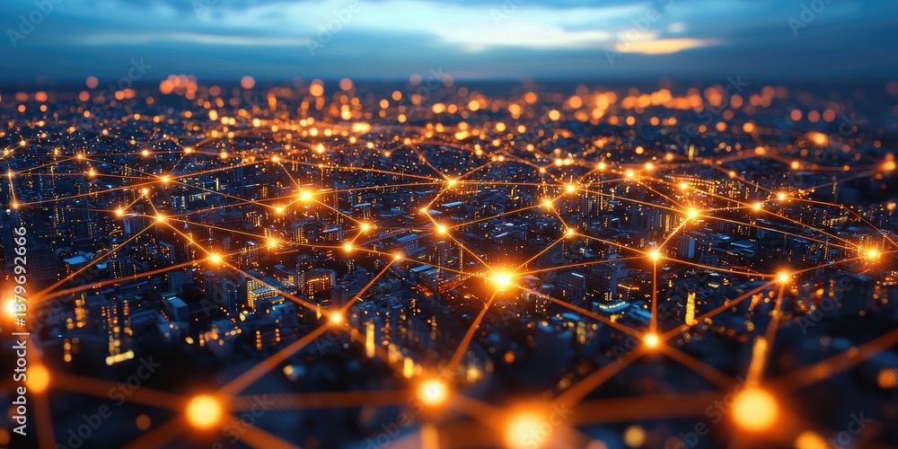Poster A vast, intricate network connecting countless devices, a digital metropolis where data flows like rivers and information travels swiftly and seamlessly.