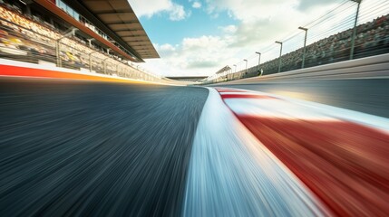Obraz premium Dynamic Low Angle View of Racing Track at High Speed