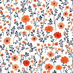 Colorful floral pattern nature-inspired textile art in a cheerful botanical design