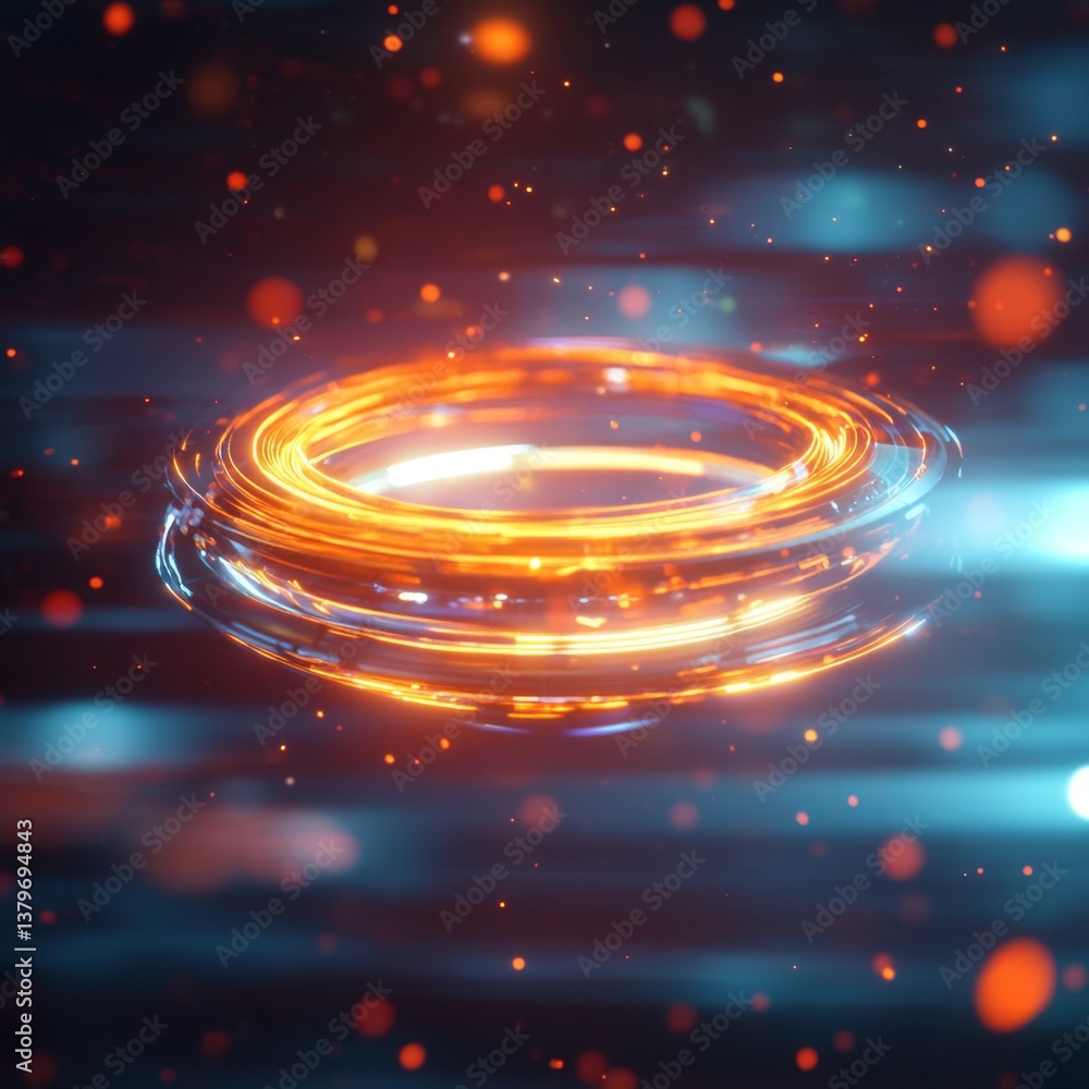 Poster soft lit 3d icon of light hovering in atmospheric background