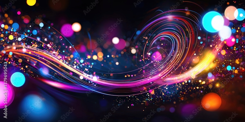 Fototapete A vibrant canvas of swirling particles and intricate data connections, symbolizing the boundless possibilities and interconnected nature of the digital world.