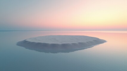 Fototapeta premium Softly lit sandbanks in calm shallow sea under pastel sunrise sky 
