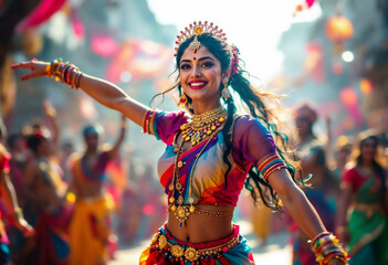 Indian dancer in cultural costume at festival
