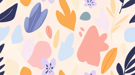 Modern Abstract Floral Pattern. Colorful Botanical Design for Trendy Backgrounds