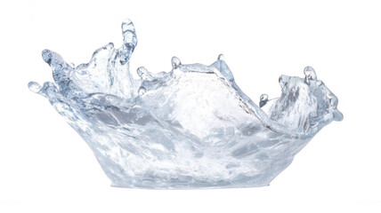 Obraz premium Realistic Water Splash Frozen Mid-Air, Crystal-Clear and Detailed, White Background