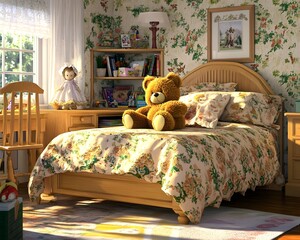 Cozy and Charming Bedroom with Soft Toys and Warm Furnishings