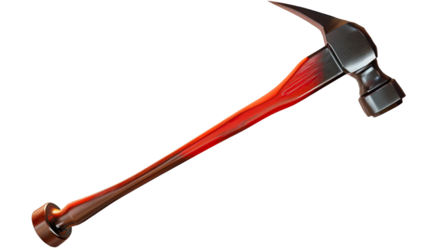 The Power of the Hammer: A close-up shot of a traditional hammer with a red handle, illustrating the essential tool for construction and DIY tasks