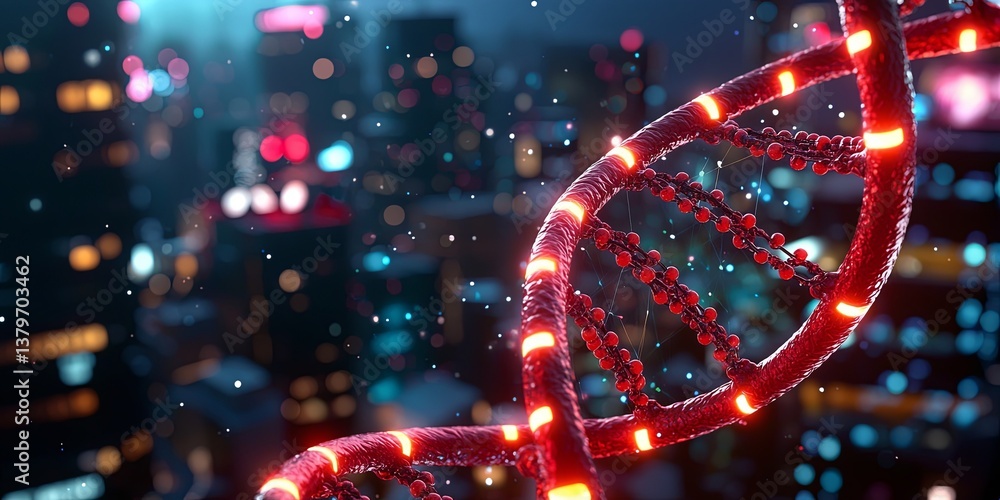 Poster a double helix ladder of dna, its rungs twisted and bound by nitrogen bases, against the stark backd