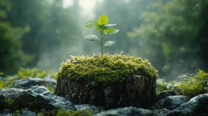 Serene Forest Sapling. Generative AI