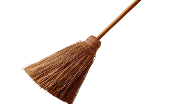 Handmade Broom: A simple yet functional handmade broom, its natural bristles radiating warmth and a touch of rustic charm, is artfully presented, casting gentle shadows
