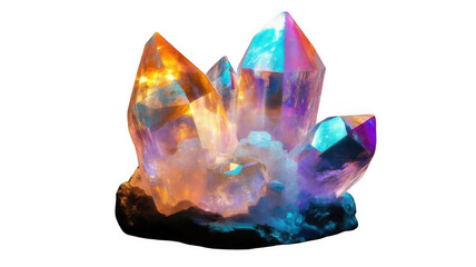 Holographic Transparent Crystal Emitting Soft Light, Futuristic and Surreal, Transparent Background
