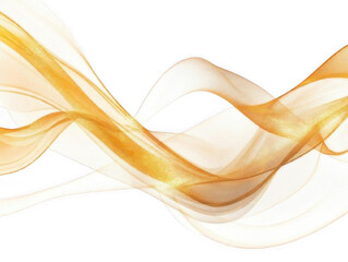 Ethereal Magic Mist with Gold Sparkles, Transparent Swirls in the Air, White Background