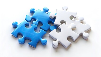 Blue Puzzle Pieces, Diversity Concept, Top View, Bokeh, Unique, Different, Stand Out, Mass, White Puzzles