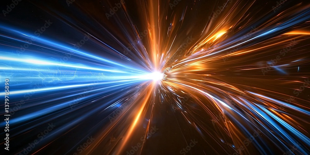 Poster a pulsating blue light beam, like the aurora s embrace, ascends from a shadowy backdrop, its brillia