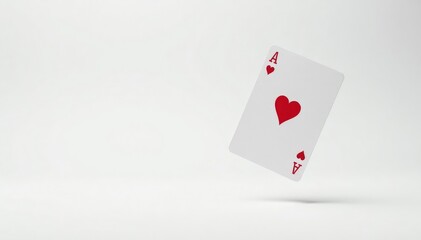 Obraz premium A lone playing card flipped in the air, white backdrop , graphic, diamond, risk