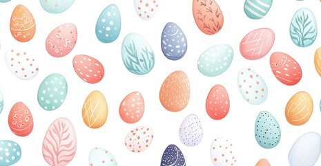 Colorful Easter Eggs Pattern with Floral and Geometric Designs