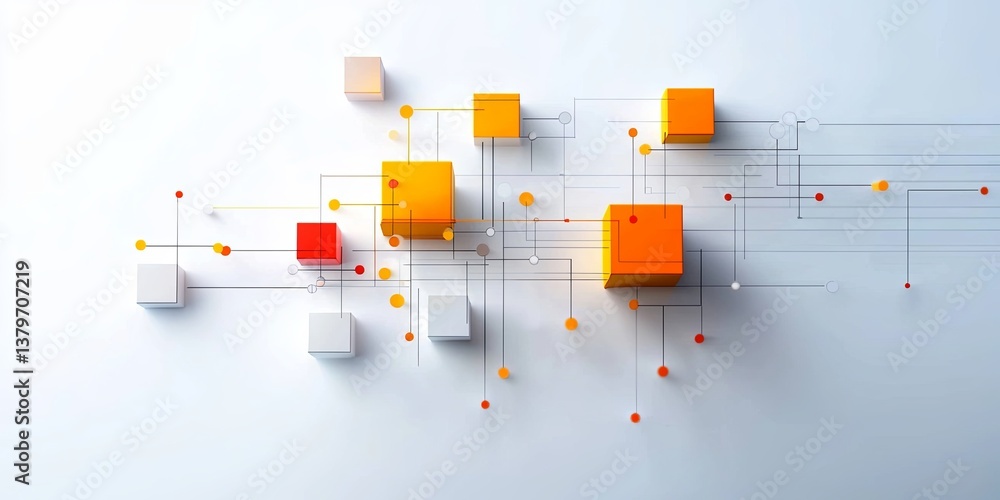 Poster a minimalist white backdrop hosts a flat design of a strategic planning concept, where a blueprint t