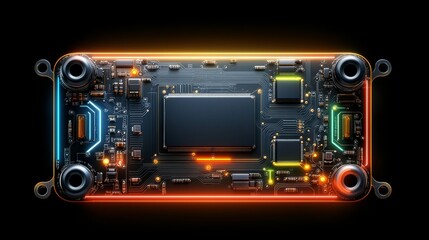 Fototapeta premium Illuminated circuitry, a closeup examination of modern computer motherboard's complex design