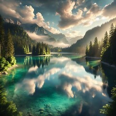 sunrise over the lake