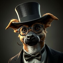 High class man dog headed