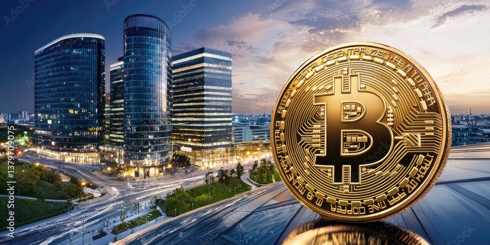 Poster a futuristic world where transactions are secure and transparent, facilitated by a digital currency 