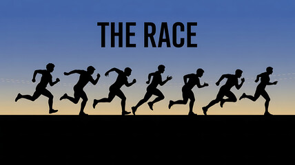 Dynamic Silhouettes: Athletes in Motion - Running Towards Victory and Fitness at Sunset