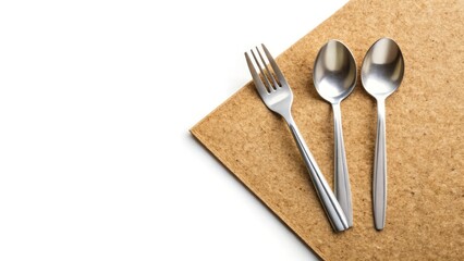 Disposable Paper Cutlery on Cork Table - Minimalist Still Life Photography