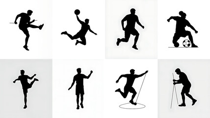 Fototapeta premium Dynamic Sports Silhouettes in Motion: Active Lifestyle & Fitness Inspiration