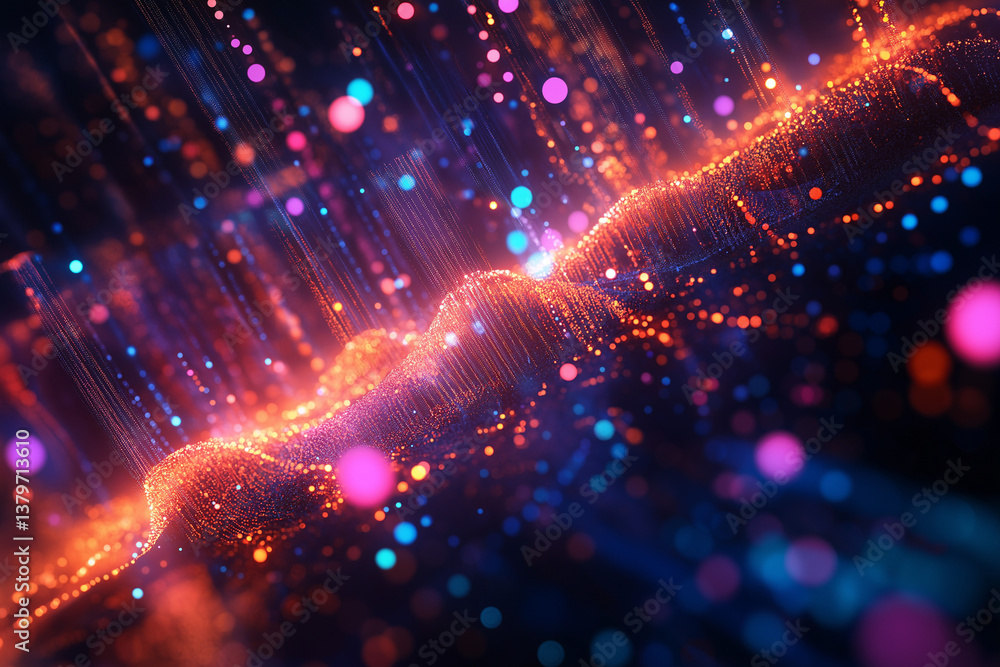 Poster a futuristic visualization of dna strands illuminated within a digital cyberspace, highlighting biot
