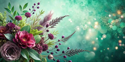 Elegant floral arrangement with rich jewel tones and soft bokeh background, perfect for celebratory occasions or decorative purposes.