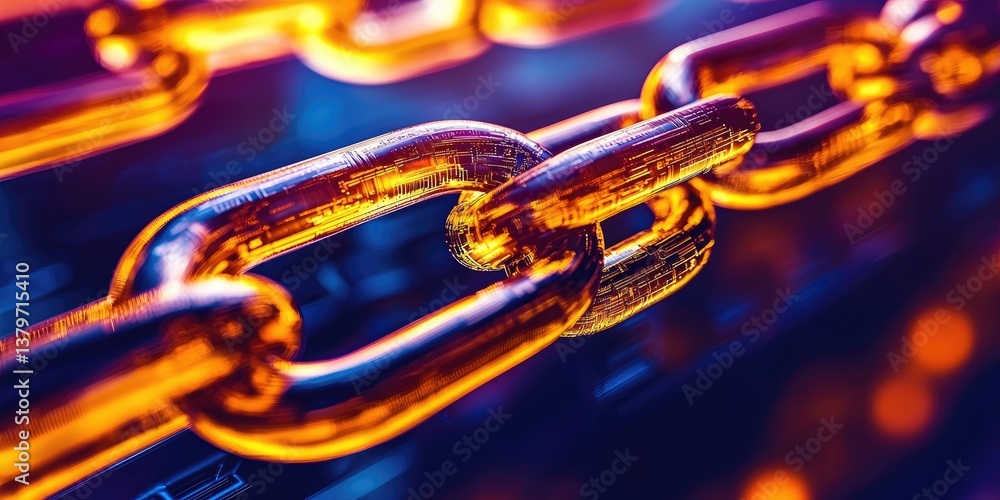 Poster a intricate network of interconnected blocks, each a testament to a secure transaction, symbolizes t