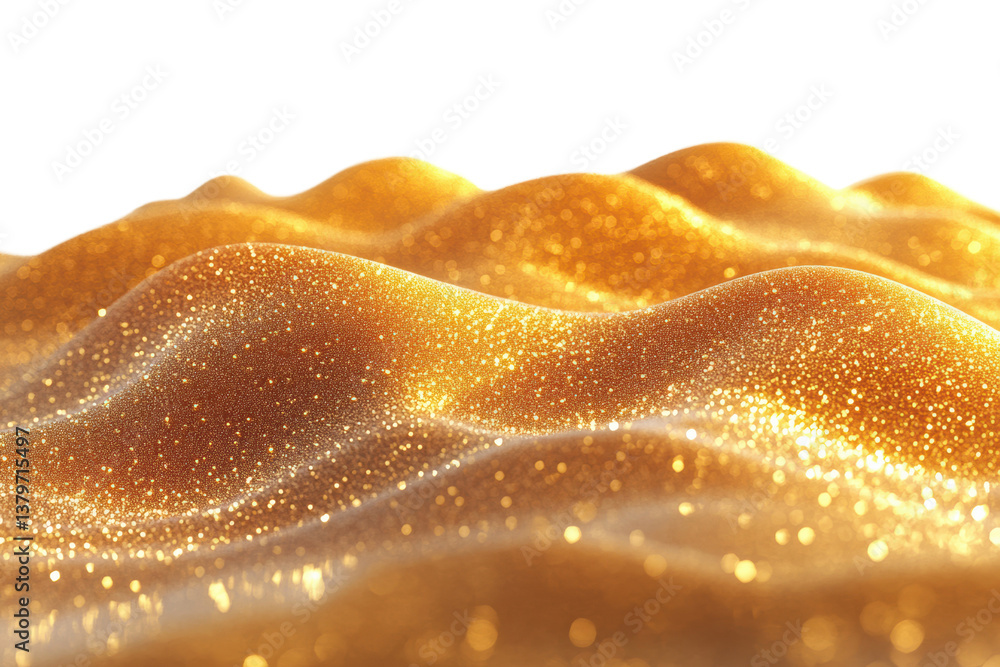Aufkleber Golden glitter waves shimmering with sparkle, ideal for backgrounds and creative designs.