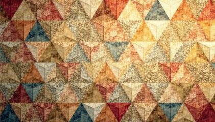 Fototapeta premium Geometric tapestry wallpaper, muted earth tones, subtle texture, art, texture, design