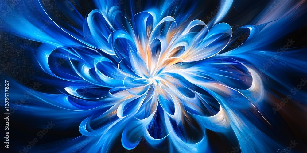 Aufkleber a vibrant, abstract canvas pulsates with the energy of a swirling blue and white circular design, it