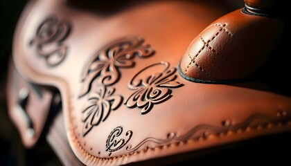 close up of a brown leather saddle