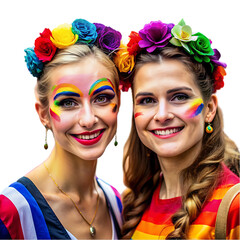 Fototapeta premium Rainbow Pride: Women, Flowers, Makeup