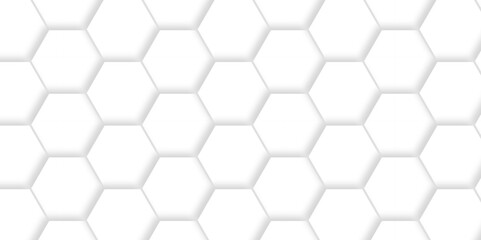 Fototapeta premium Abstract emboss white Hexagonal Background. Luxury White Pattern. Vector Futuristic minimal honeycomb mosaic white background. geometric mesh cell texture. modern futuristic wallpaper. 
