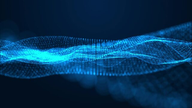 Abstract Wave Line Particles for Business Technology and Corporate Presentation Background