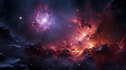 Fototapeta premium Cosmic Nebula: A Breathtaking Celestial Landscape