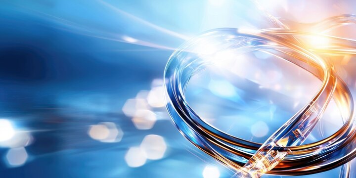 A futuristic brochure design, sleek and modern, featuring a captivating blue layout and cutting-edge hi-tech elements that convey the concepts of contemporary science and